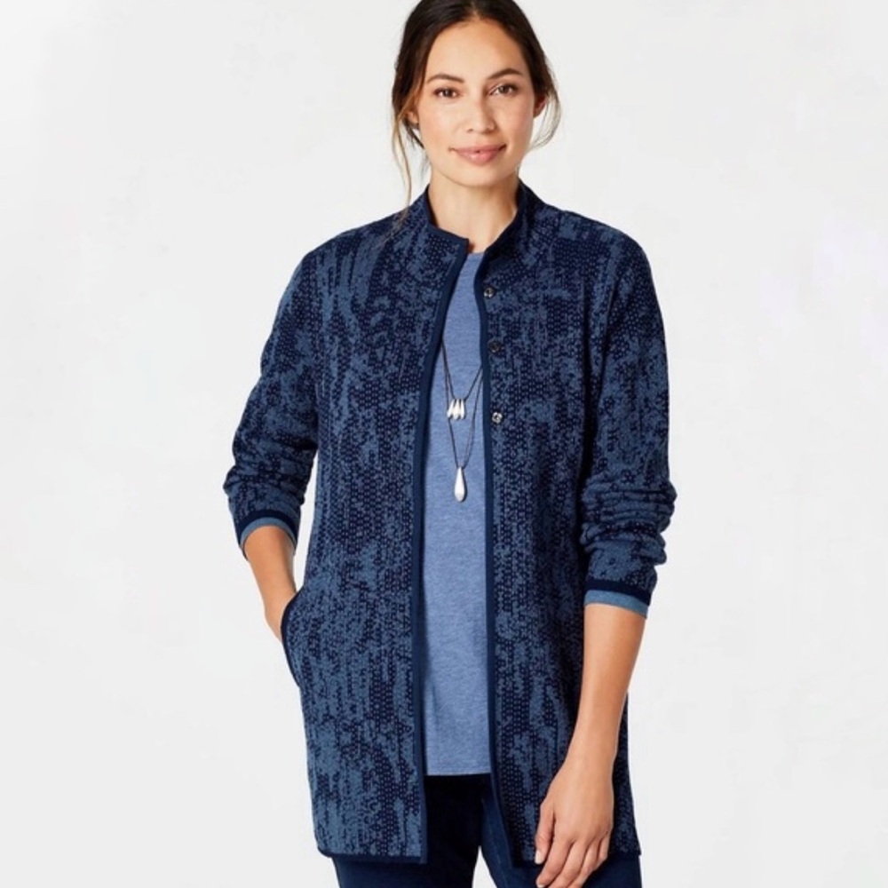 J. Jill | Pure Jill Jacquard Topper Cardigan Snap Button Size XS